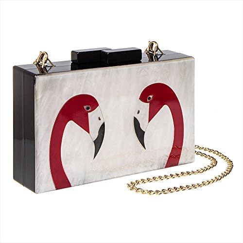 Blue Banana Womens Flamingo Swirl Box Clutch Bag (White/Black)