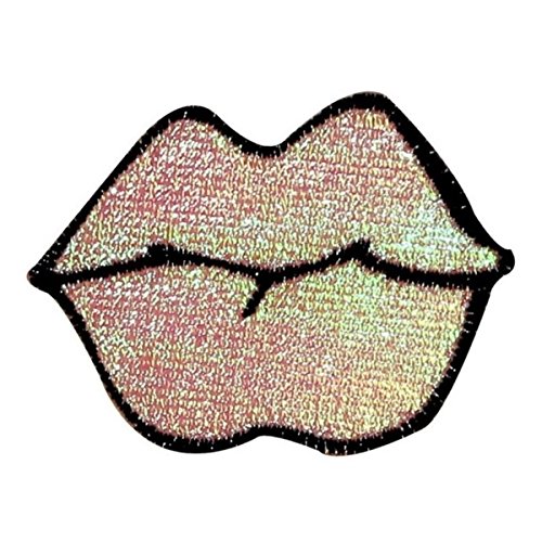 Shiny Pink Lips Patch Sexy Kiss Pretty Lot of 2 Embroidered Iron On Applique