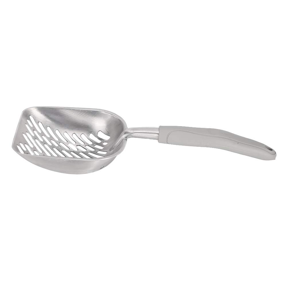 Jeanoko Solid Pet Spatula Cat Litter Scoop Sifter Deep Shovel Stainless Steel Sand Shovel Cleaning Tool for Filtering Striped Cat Litter(grey) Dog Cleaning and Grooming Supplies