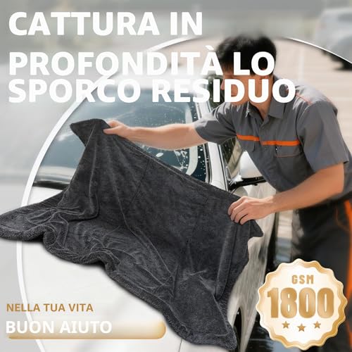 Ghguole Car Drying Cloth, 90 x 60 cm, 1800 GSM Microfibre Car Cloth, Extra Large, Very High Absorption, No Fluff, Drying Without Scratches, Body Cars and Motorcycles
