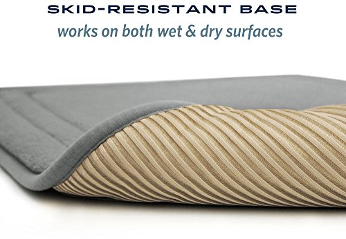 Microdry 10878 Quick Drying Memory Foam Bath mat with GripTex skid-resistant base, 21 x 34, Chocolate