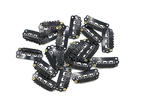 Snap Clips for Clip in Hair Extensions U-shape with soft rubber 6 Teeth Stainless Steel Material 20 Pcs/pack Small Size Black
