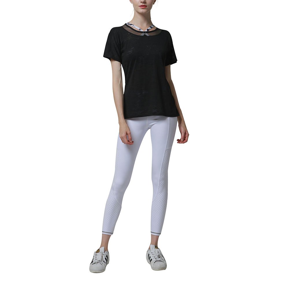 newlashua Women\'s Mesh Workout Leggings Athletic Capri Non See-Through Yoga Pants XL White