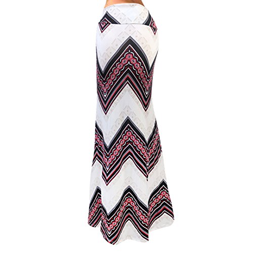Women Fashion Summer Printed High Waisted Beach Maxi Skirts Long Skirt(Geometric 4), M