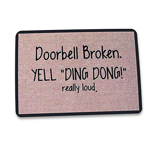 ZaH Outdoor Indoor Doormat Non Slip Door Mats Thin Home Carpets for Front Door Kitchen Bedroom Garden, 2 x 3, Doorbell Broken YELL Ding Dong Really Loud