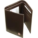 Alpine Swiss Men's Genuine Leather Trifold Wallet Dark Brown