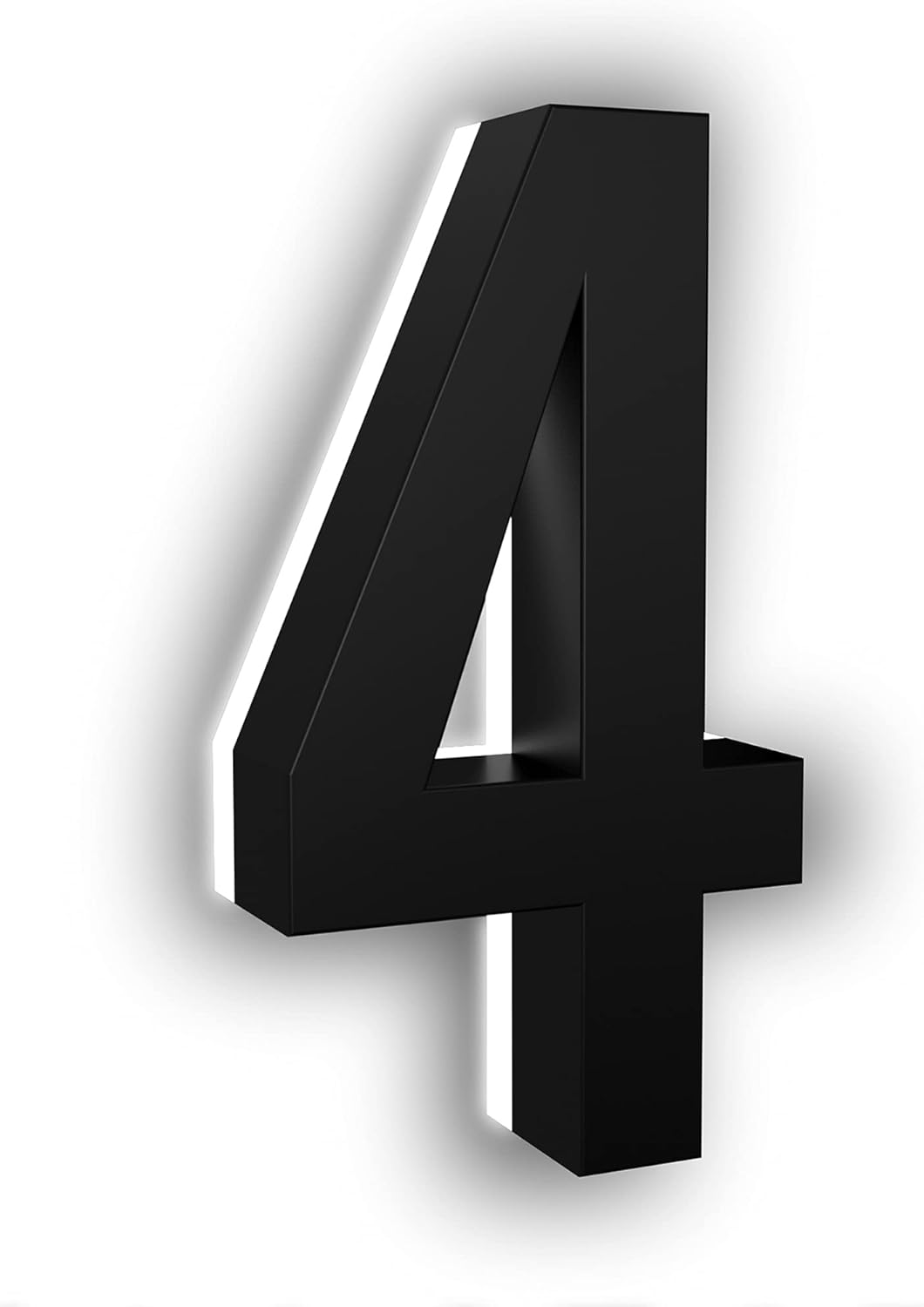 Address Signs - LN LUMANUMBERS - 5 Inch House Numbers, ABS-Polymer, Premium Quality, Backlit LED Illuminated Home Address Number, Lighted House Numbers, Modern Address Numbers (4, Black)