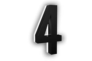 LN LUMANUMBERS - 7 Inch LED House Numbers, ABS-Polymer, Premium Quality, Backlit LED Illuminated Home Address Number, Lighted House Numbers, Modern Address Numbers (4, Black)
