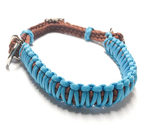 side pull hackamore with a whoa bitless bridle attachment horse tack neon turquoise and chocolate brown - Thumbnail 2
