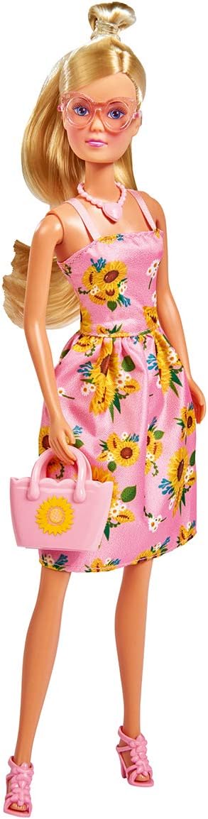 Simba 105733476, Steffi Love Sunflower, Doll in a Fashionable Dress with Sunflowers, Sunglasses, Chain and Handbag