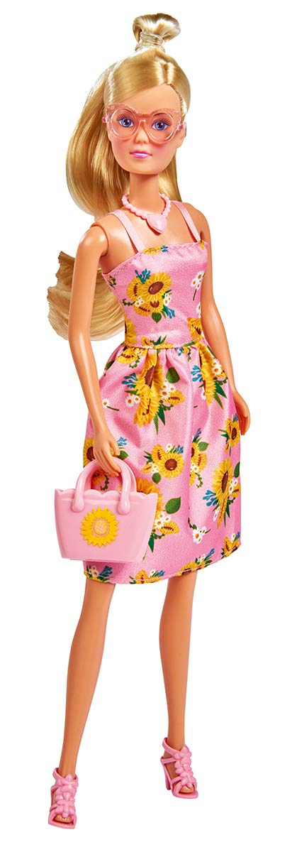 Simba 105733476 - Steffi Love Sunflower, Doll in a Fashionable Dress with Sunflowers, Sunglasses, Chain and Handbag, Only One Item Delivered
