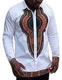 Dellytop Men's Long Sleeve African Printed Button Down Shirt Tops
