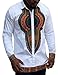 Dellytop Men's Long Sleeve African Printed Button Down Shirt Tops