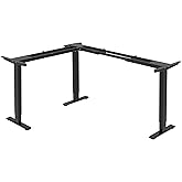 Fromann Adjustable 3 Legs Standing Desk Frame Base Electric Corner Sit-Stand Desk for Home and Office (Black)