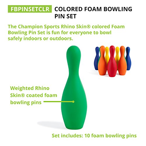 Champion Sports Multicolor Bowling Pins Weighted Foam Set for Training