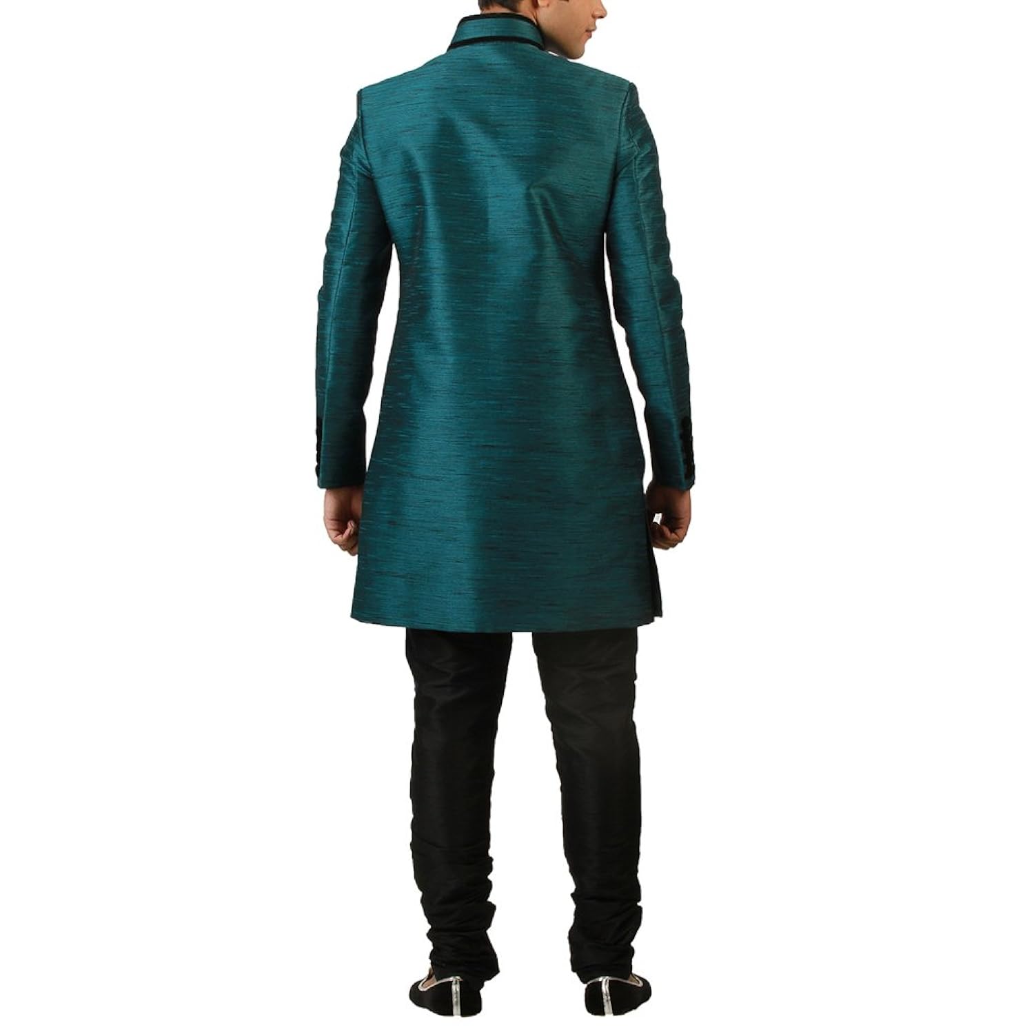 amora men's blended silk indo-western sherwani with churidar