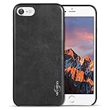 iPhone 7 Case [Vintage Series], VIFLYKOO Premium PU Leather Slim Fit Lightweight Soft Back Cover Phone Case for iPhone 7 Phone (Black)