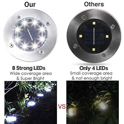 Solar Ground Lights,Garden Pathway Outdoor In-Ground Lights,Landscape Lighting Decor Lawn Light,for Driveway Pathway Walkway In Ground Underground Buried Light,Upgraded With 8 LED (4 pack) (white)