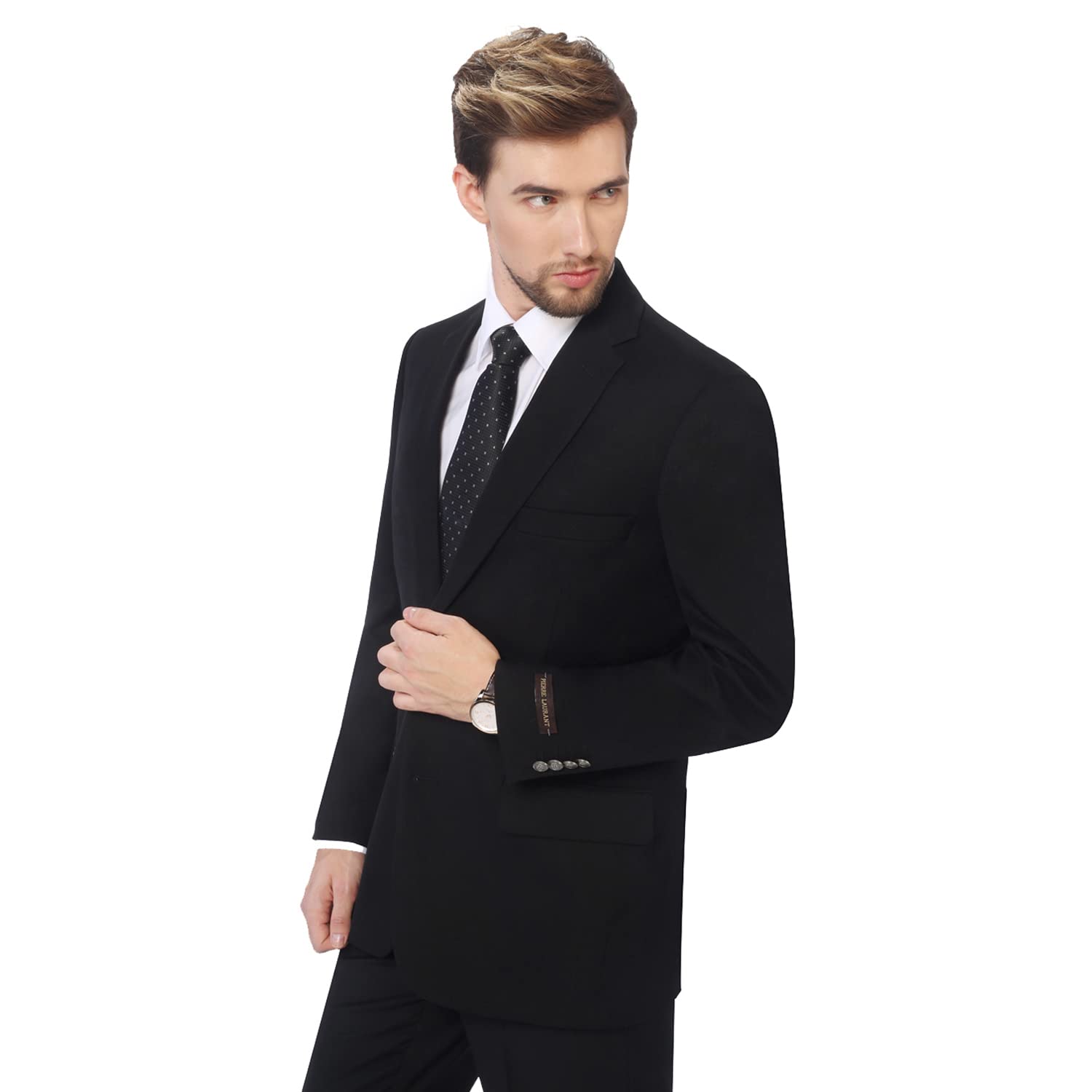 Photo 1 of P&L Men's Modern Fit Two-Button Blazer Lightweight Sport Coat Casual Stretch Suit Jacket for Business & Daily Wear Black