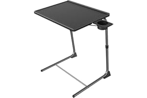 HUANUO Adjustable TV Tray Table - TV Dinner Tray on Bed & Sofa, Comfortable Folding Table with 6 Height & 3 Tilt Angle Adjustments (Black)