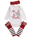Unisex Baby Bodysuit Romper Outfit Leg Warmer Christmas Xmas Pajamas Set 3pcs (6~9months)