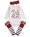 Unisex Baby Bodysuit Romper Outfit Leg Warmer Christmas Xmas Pajamas Set 3pcs (6~9months)