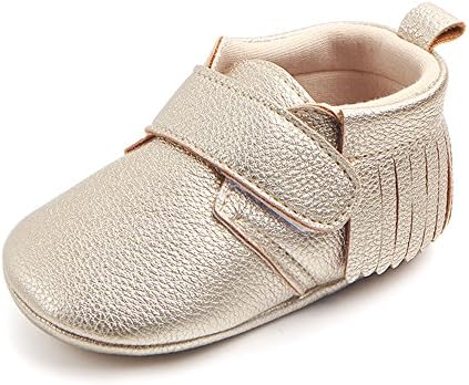 Lidiano Infant Toddler Baby PU Leather Tassels Soft Sole Moccasinss Slip on Crib Shoe Slippers (0-6 Months, Gold)
