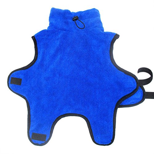 vmree Pet Bathrobe, Puppy Dog Wearable Absorbent Towel Soft Bathtubs Robes Quick-Drying Warm Bathing Suits (Blue, M)