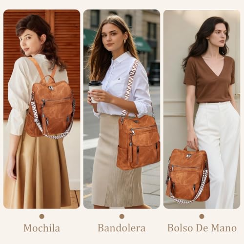 LEASOUL Women's Vegan Leather Waterproof and Anti-Theft Stylish Laptop Backpack for Office, University and Travel