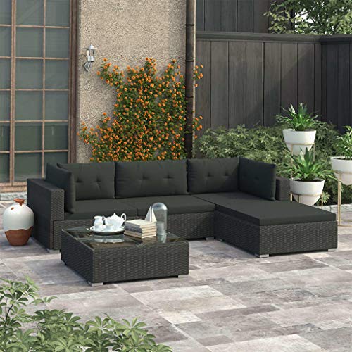 vidaXL Gartenmöbel 5-TLG. mit Auflagen Lounge Sofa Möbel Sitzgarnitur Sitzgruppe Gartengarnitur Gartenset Gartensofa… – Bild 3