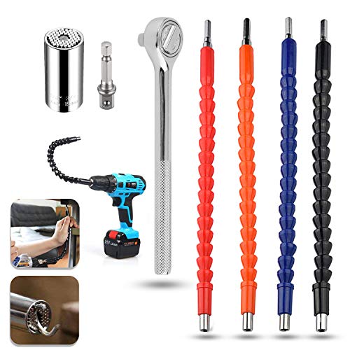 Drill Bit Extension, Universal Gator Socket Adapter Ratchet Wrench Set
