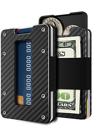 Minimalist Carbon Fiber Slim Wallet for Men & Women Slim Front Pocket Wallet & Credit Card Holder RFID Blocking - 2018 N
