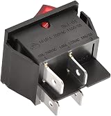 Heschen Rocker Switch ON-OFF DPST 4 Terminals Red Light 16A 250VAC view 8