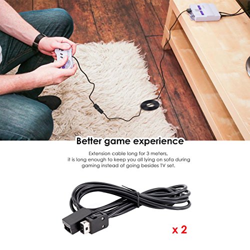 Extension Cable Cord 2PCs 10FT for Nintendo SNES&NES Mini Classic Controller,Also Compatible with Some Wii and Wii U Wired Controller.