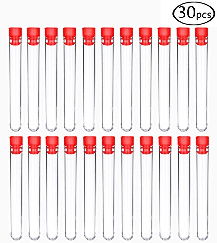 DEPEPE 30 Clear Plastic Test Tubes with Caps 9ml, 15Ã—100mm