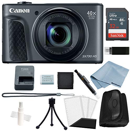 Canon Powershot SX730 HS Bundle (Black) + Basic Accessory Kit - Including to Get Started