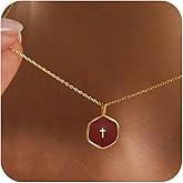 HABIKIP Valentine's Day Gift Pearl Cross Necklace for Women, Dainty 14k Gold/Silver Plated Cross Small Tasholy Pendant Necklaces, Simple Tiny Cross Choker Chain Minimalist Religious Christian Jewelry