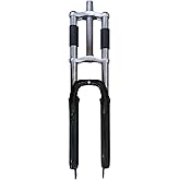 CDHPOWER 26"/29" Bicycle Suspension Fork, Double Shoulder, Triple Tree, 1-1/8" Threadless, 28.6mm Straight Tube, Black, Disc 