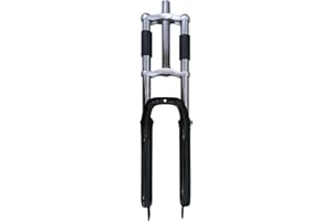 CDHPOWER 26"/29" Bicycle Suspension Fork, Double Shoulder, Triple Tree, 1-1/8" Threadless, 28.6mm Straight Tube, Black, Disc Brake (26")