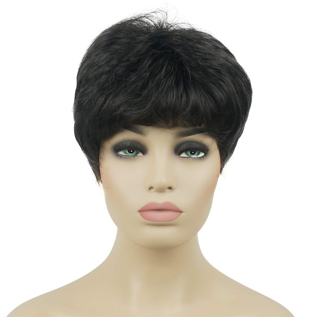 Lydell 6" Women Wigs Short Curly Hair Synthetic Full Wig Darkest Brown