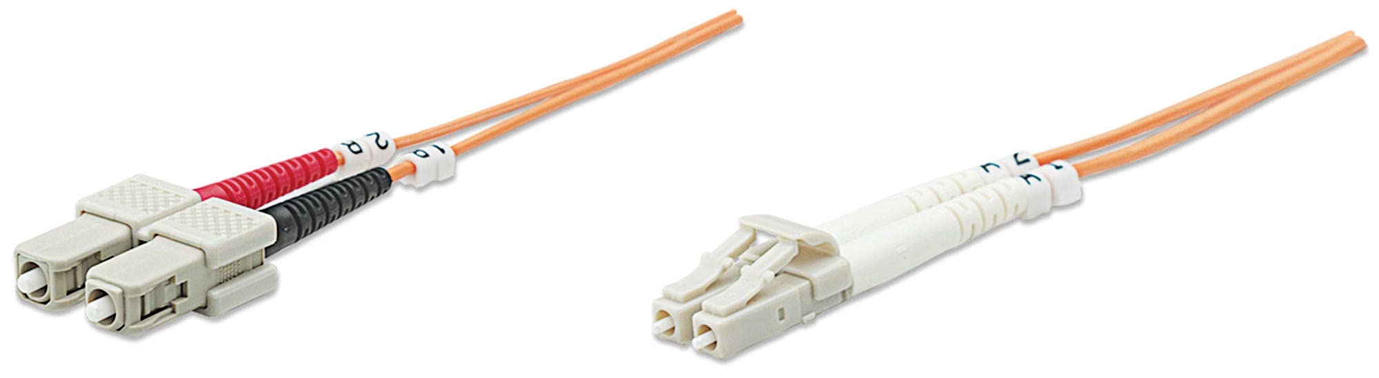 Fibre Optic Patch Cable, Duplex, Multimode, LC/SC, 50/125 µm, OM2, 5 m, LSZH, Orange, Lifetime Warranty — image 1