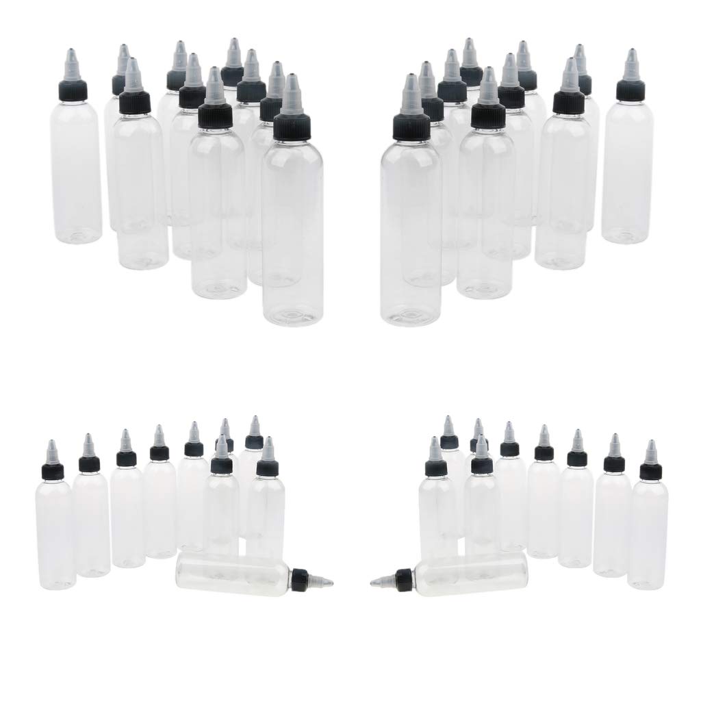 Abbraccia 40 Pieces 4oz(120mL) Plastic Empty Bottle with Twist Top Cap Tip Applicator, Nozzle Design