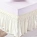 MEILA Wrap Around Bed Skirt Three Fabric Sides Elastic Dust Ruffled 16 Inch Tailored Drop,Easy to Install Fade Resistant-Ivory, Queen/King
