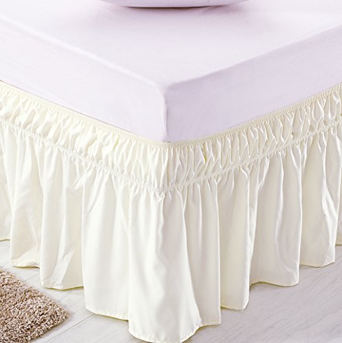 MEILA Bed Skirt Three Fabric Sides Elastic Wrap Around Dust Ruffled Solid Bed Skirts Easy On/Easy Of - //medicalbooks.filipinodoctors.org