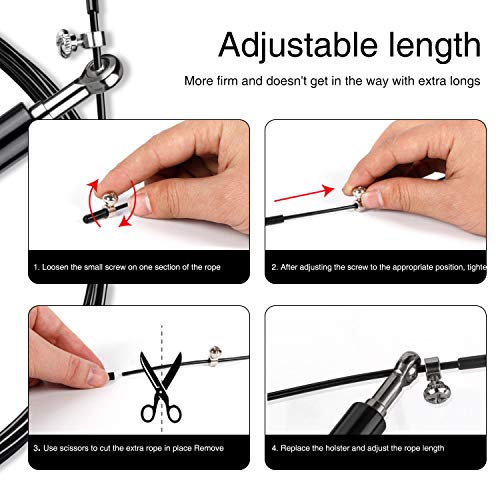 Faminess Springseil Speed Rope Stahl Seil ideal Für Fitness Ausdauer & Abnehmen Crossfit HIIT Intervalltraining & Double Unders