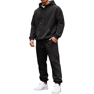 GQN Men's 2 Piece Oversized Tracksuit Hoodie and Jogger Sweatpants Casual Matching Sweatsuit for Travel Lounge Sport