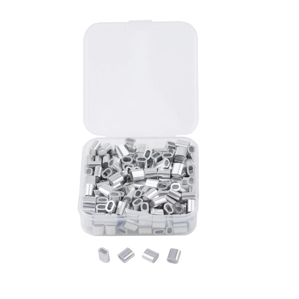 INCREWAY 200pcs M2 Aluminum Sleeves Clip Single Oval Hole Cable Crimps for 2mm Diameter Wire Rope and Cable