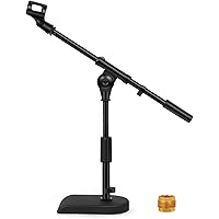 InnoGear Adjustable Desk Microphone Stand, Weighted Base with Soft Grip Twist Clutch, Boom Arm, 3/8" and 5/8" Threaded Mounts