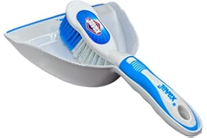 JAVEX Dustpan & Brush Set - Professional Grade with Ergonomic Brush, Soft Rubber Lip for Efficient Pick Up. Hand Broom, Handheld Brush Perfect to Clean Kitchen, Tables, Garages and Pet Hair.
