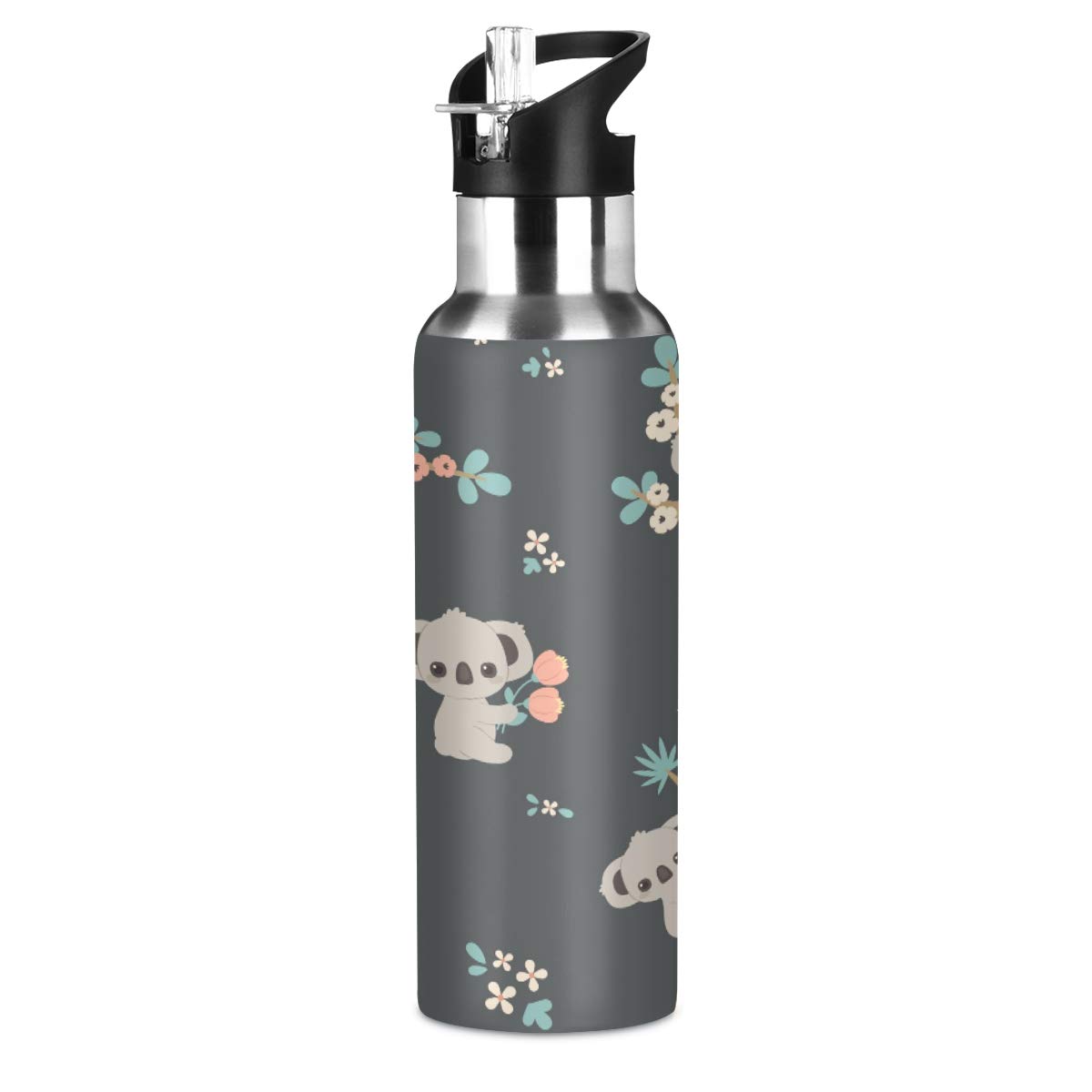 Mnsruu Cute Koala Water Bottle Stainless Steel Vacuum Insulated Water Bottle Standard Mouth Bottle with Wide Handle